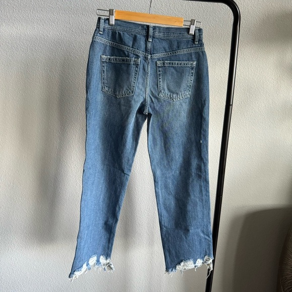 Free People Maggie Dark Wash Mid-Rise Straight Leg Raw Hem Jeans Size 26 NWT - Picture 9 of 11